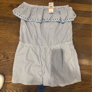 Vineyard Vines Strapless Blue and White Striped Romper NWT